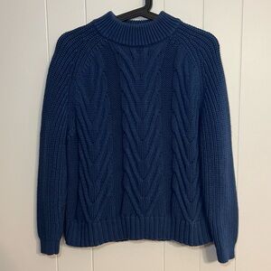 J.Crew blue mock‎ neck cable knit sweater size S